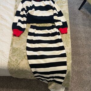 Striped Black and White Long Sleeve Dress